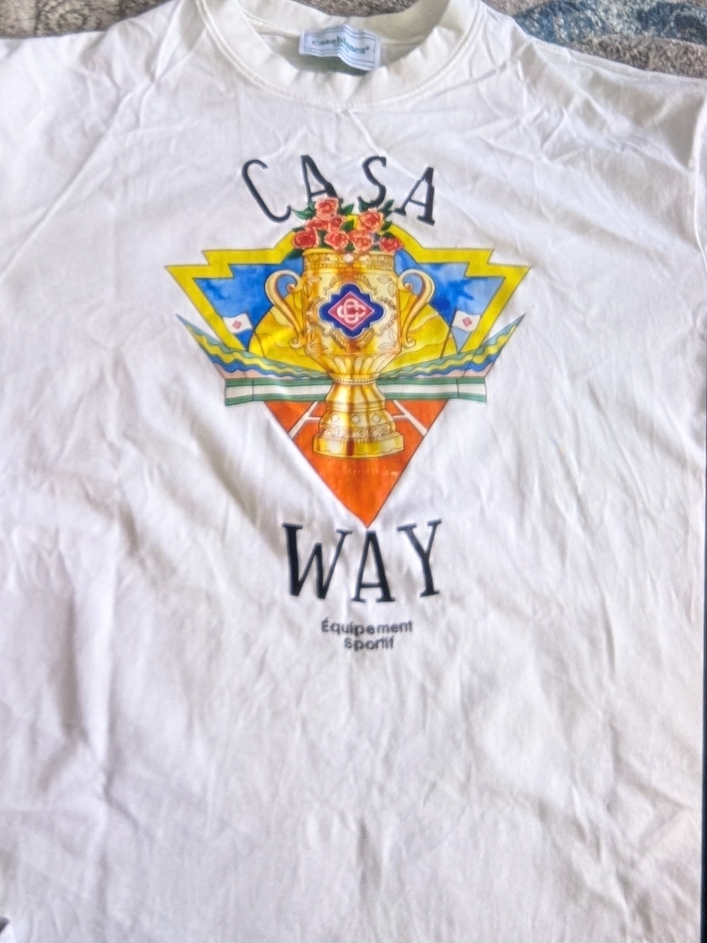 Casa Way Graphic Trophy Tee - White with Multicolor Print